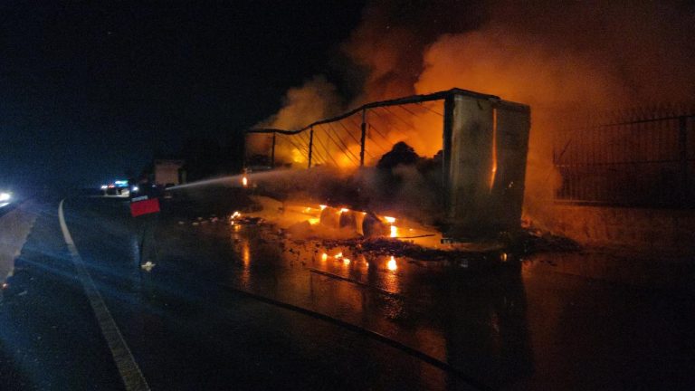 Yalova’da konserve yüklü tırda yangın çıktı